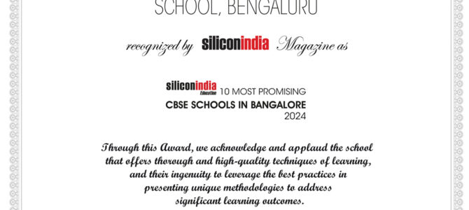 The Shri Ram Universal School in Bengaluru has been distinguished by Siliconindia